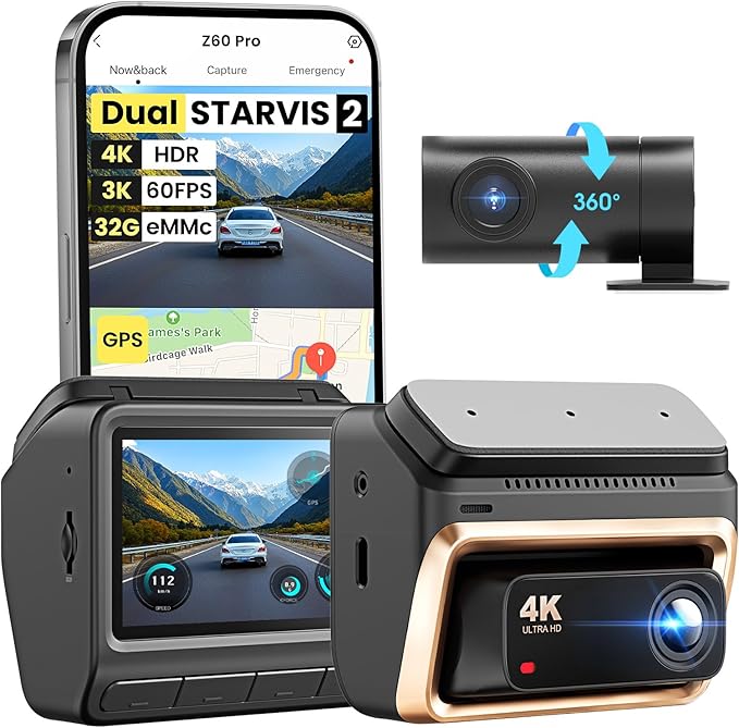Z60 Pro 4K Dashbordkamera med Bakkamera